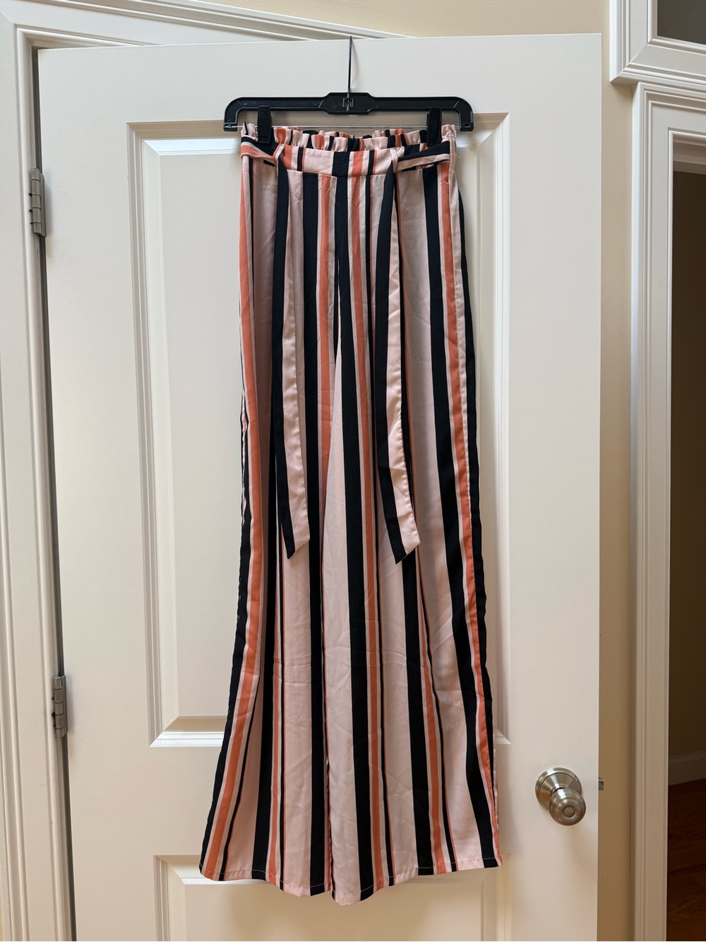 Forever 21 Contemporary Striped Wide Leg Paperbag Pants Tie Waist Size S